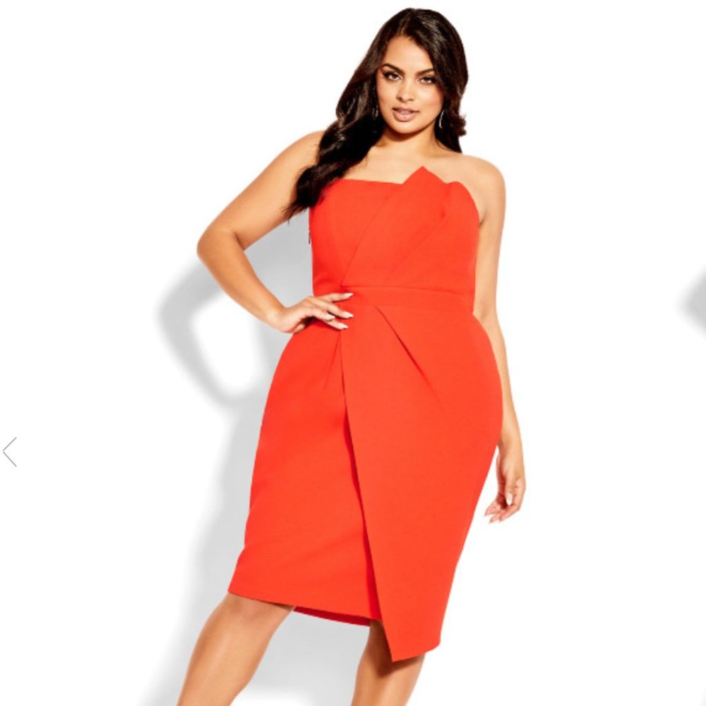 NWT City Chic Enchant Dress in Tigerlily - Size 18